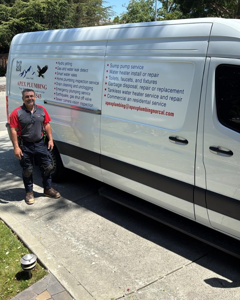 Apex Plumbing owner Nick with the service van, serving Berkeley, CA