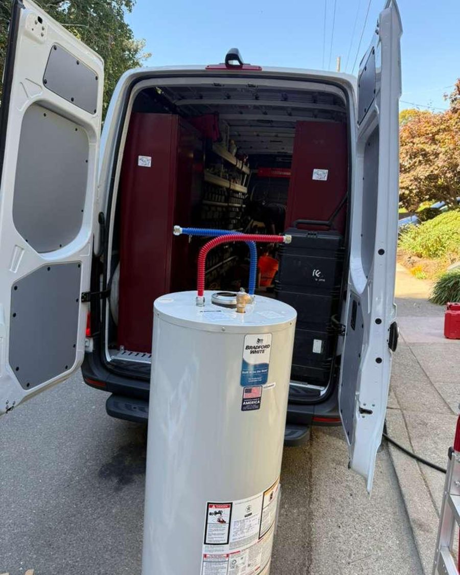 Water heater delivery & install by Apex Plumbing